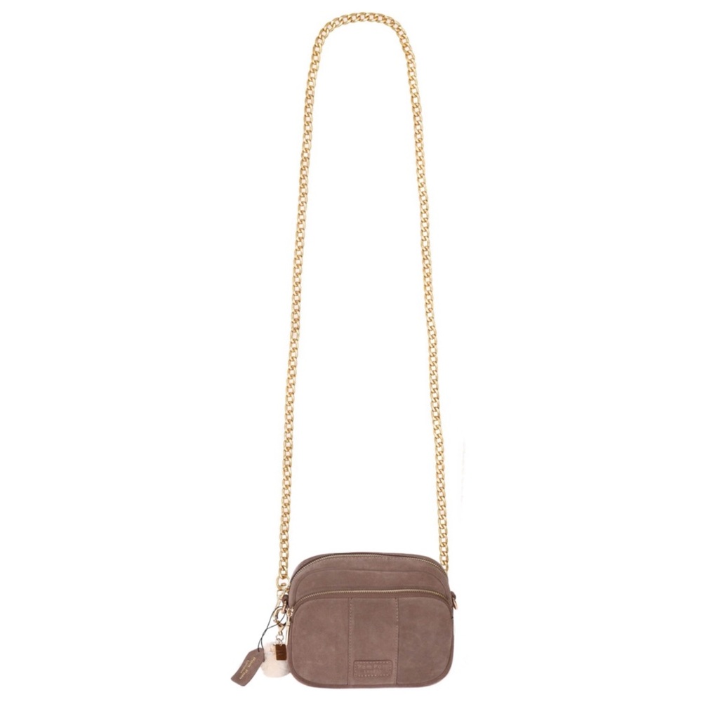 POM POM • Mayfair Suede Bag Mocha & Accessories Crossbody Bag Clutch - Picture 5 of 7